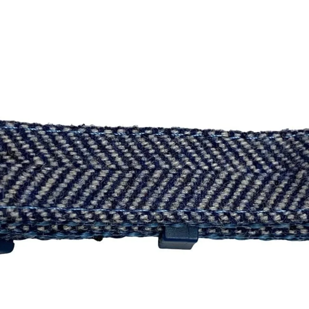 Bond & Co Dog Collar Blue Herringbone Pattern Size M 14”-20”